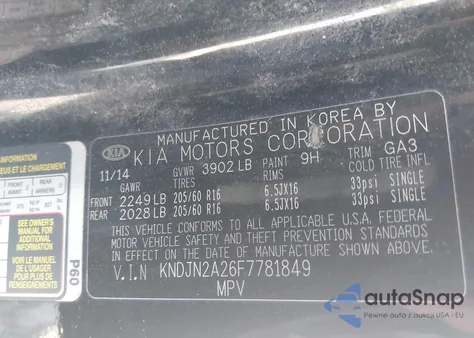 2015 Kia Soul из США, поврежденный, VIN KNDJN2A26F7781849